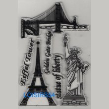 Tampon transparent tour Eiffel  et New York pour décoration 3 pièces